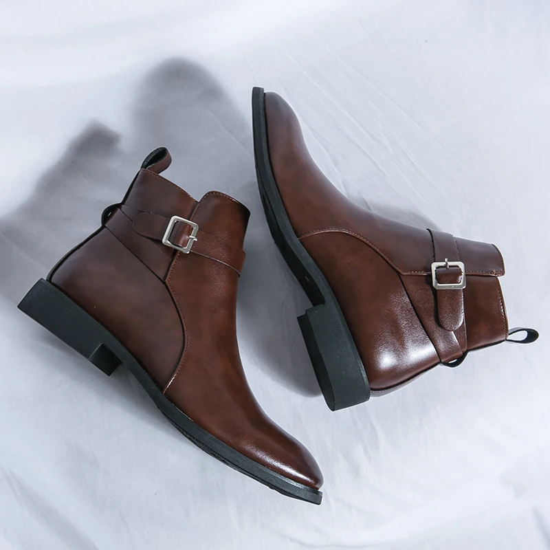 Men Formal Wear With Boots - Botas de cuero puntiagudas para hombre
