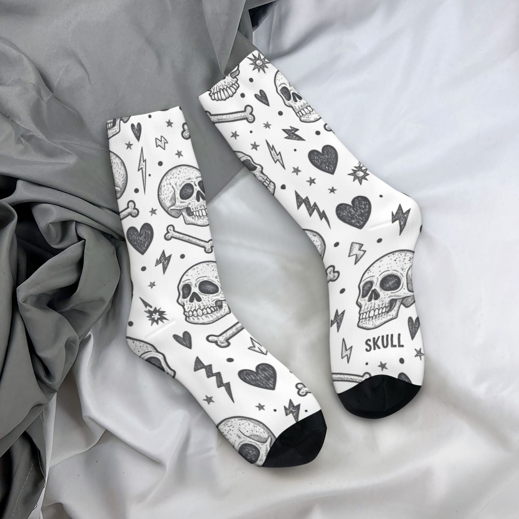 Men'S Gothic Formal Wear - Calcetines de tripulación dibujados a mano