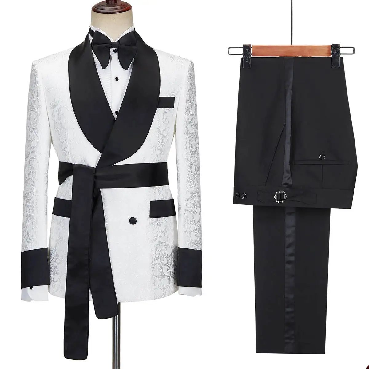 Latest Men Formal Wear - Traje de 2 piezas Floral blanco