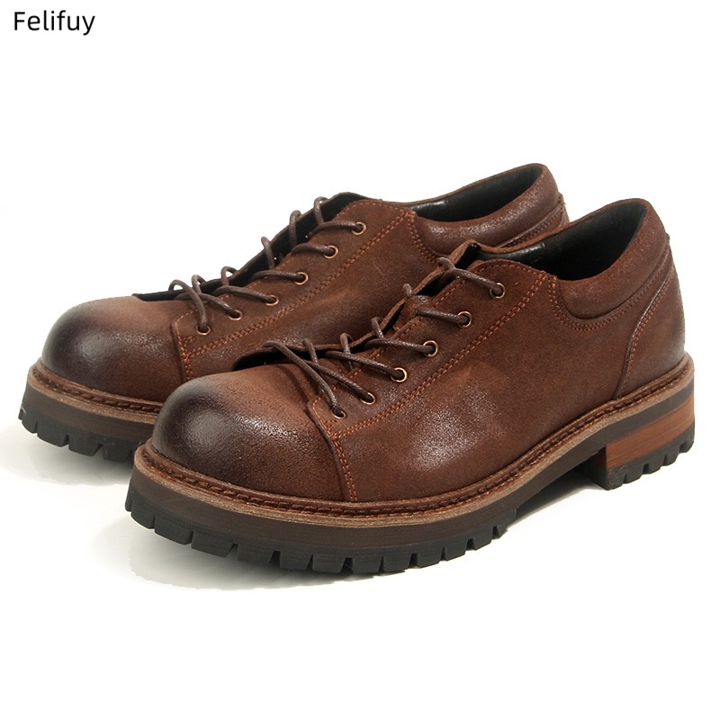 Men'S Formal Wear - Zapatos Retro de Cuero Genuino para