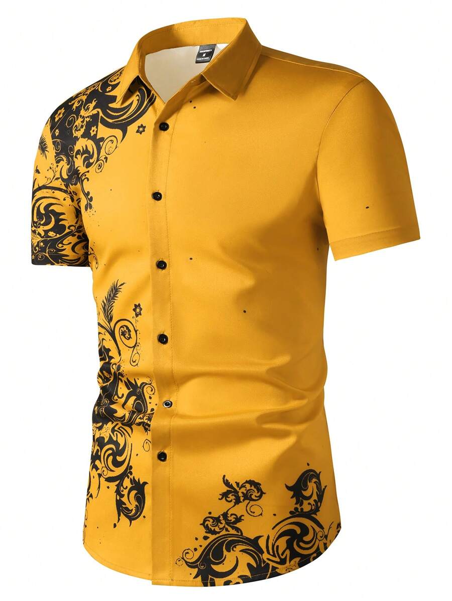 Mens Formal - Camisa Casual Retro de Manga Corta