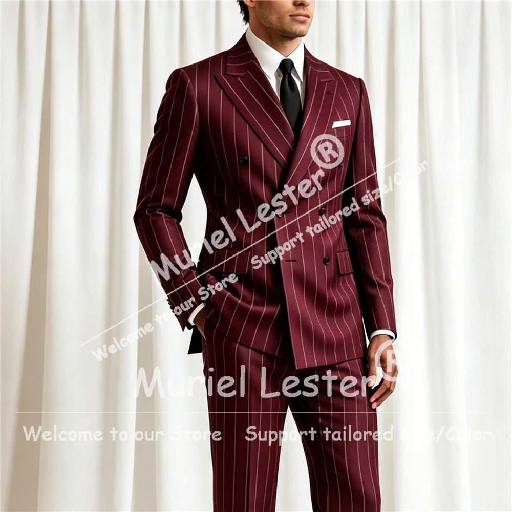 Men'S Formal Wear - Elegante Traje de Rayas para Hombre,
