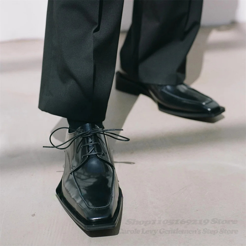 Men'S Formal Style - Zapatos Derby de charol negro para