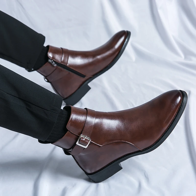 Botas de cuero puntiagudas par - Men Formal Wear With Boots reseña y precio