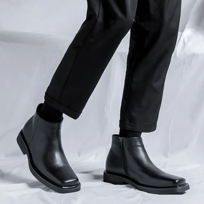 Nuevos zapatos negros de cuero - Men Formal Wear With Boots reseña y precio