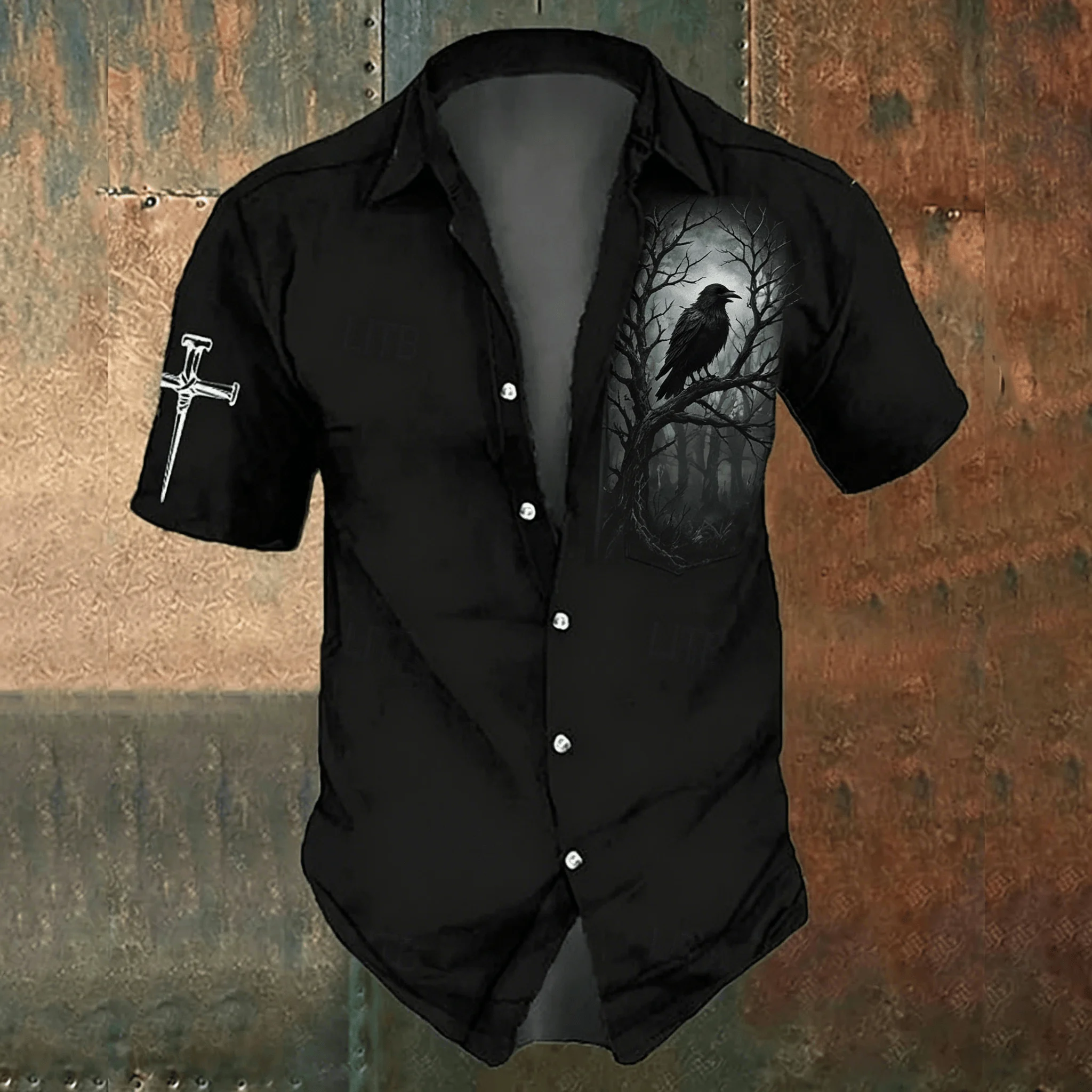 Camisa casual negra con estamp - Men'S Gothic Formal Wear reseña y precio
