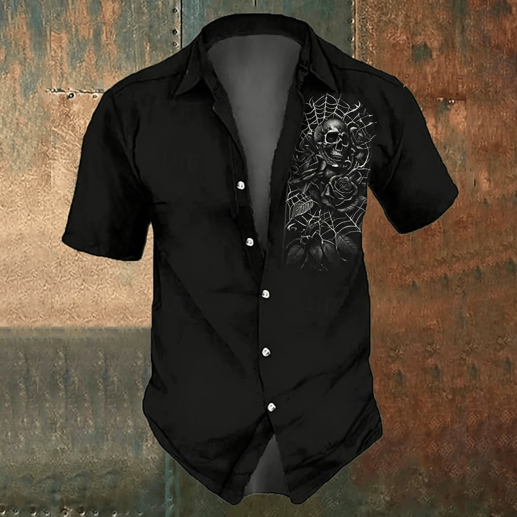 Camisa casual negra con estamp - Men'S Gothic Formal Wear reseña y precio