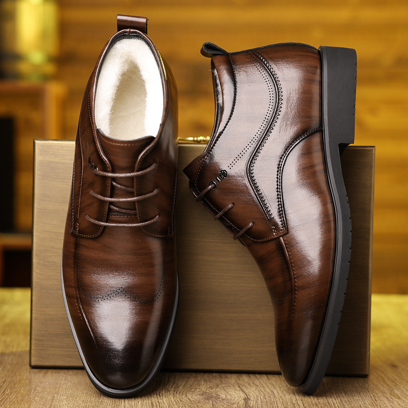 Zapatos de cuero de invierno p - Men Formal Wear With Boots reseña y precio